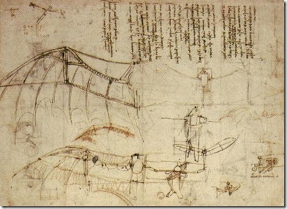 Schéma de léonard de Vinci du vol de l'homme