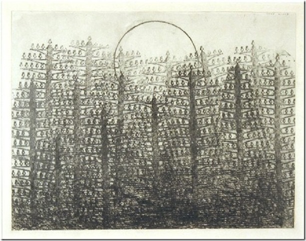 Ernst-Foret-et-soleil-1931-frottage-sur-papier